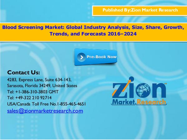 Zion Market Research Blood Screening Market, 2016–2024