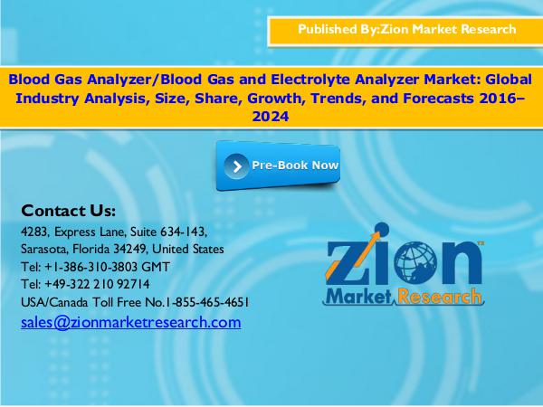 Zion Market Research Blood Gas Analyzer Market, 2016–2024