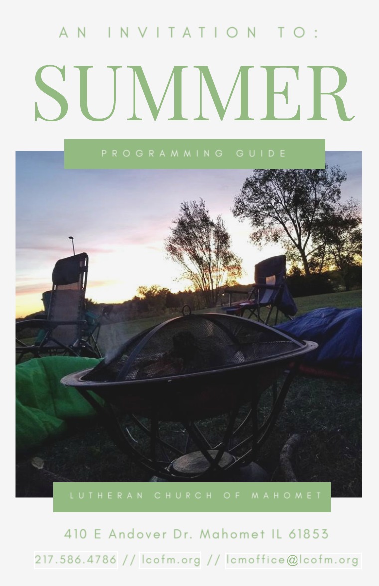 Lutheran Church of Mahomet, The Invitation Invitation to Summer: Activity Planner