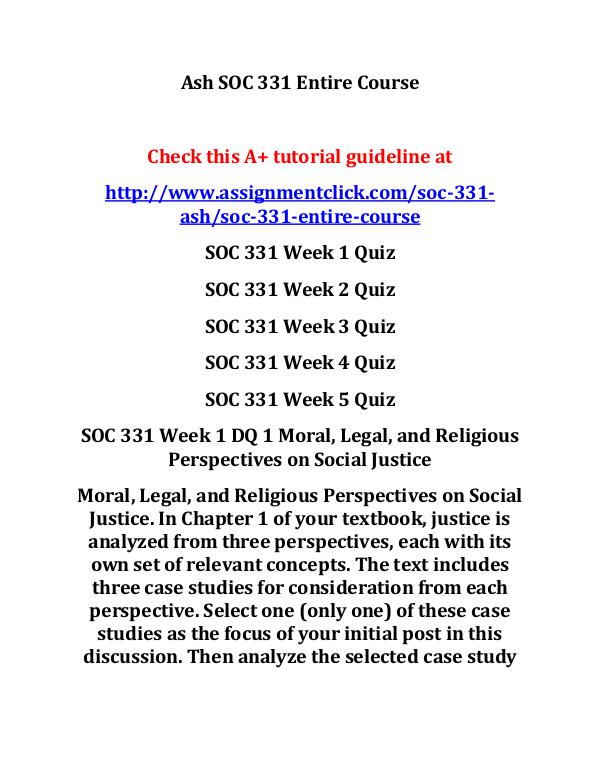 Ash SOC 331 Entire Course