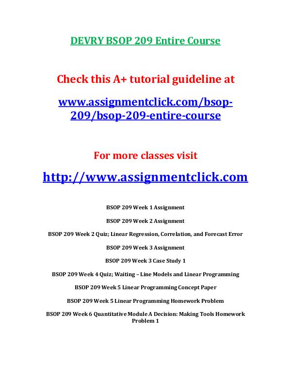 DEVRY BSOP 209 Entire Course