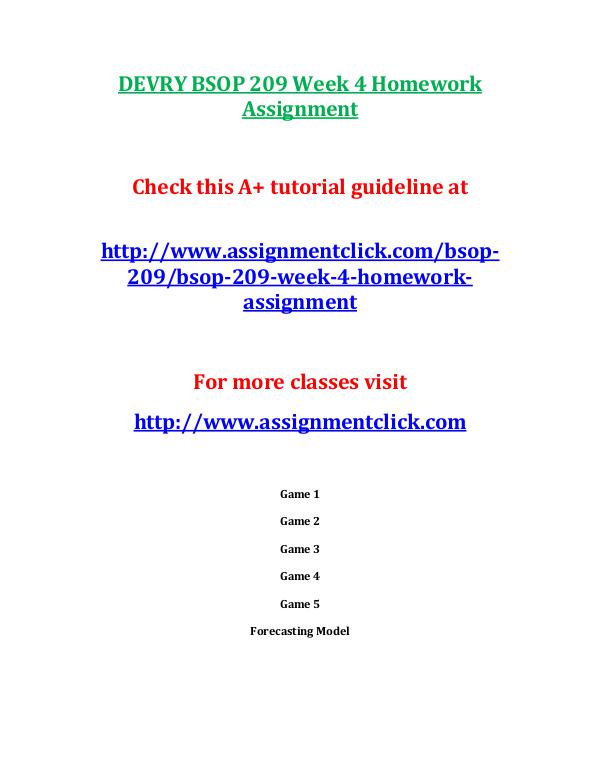 DEVRY BSOP 209 Entire CourseDEVRY BSOP 209 Entire Course DEVRY BSOP 209 Week 4 Homework Assignment