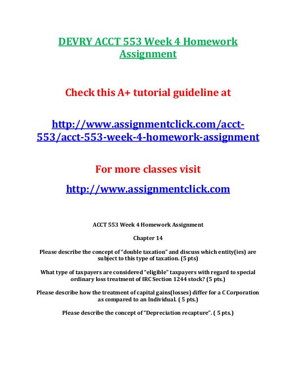 DEVRY ACCT 553 Week 4 You Decide