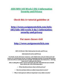 ASH INFO 103 Entire CourseASH INFO 103 Entire Course With Final