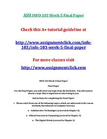 ASH INFO 103 Entire CourseASH INFO 103 Entire Course With Final