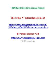 DEVRY FIN 515 Entire Course NEW