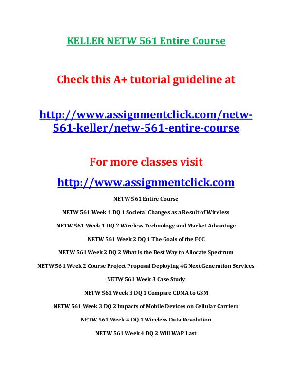KELLER NETW 561 Entire Course KELLER NETW 561 Entire Course