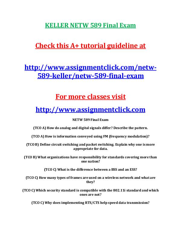 KELLER NETW 589 Entire CourseKELLER NETW 589 Entire Course Includes Q KELLER NETW 589 Final Exam