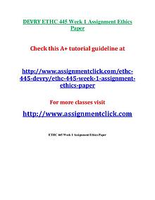 DEVRY ETHC 445 Entire Course