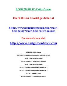 DEVRY MATH 533 Entire Course