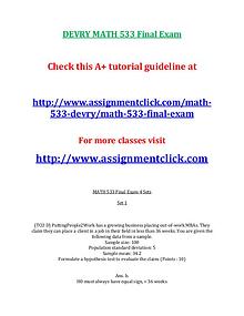 DEVRY MATH 533 Entire Course