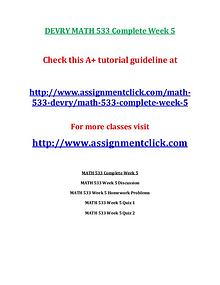 DEVRY MATH 533 Entire Course