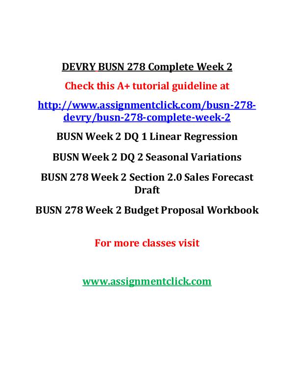 DEVRY BUSN 278 Complete Week 2