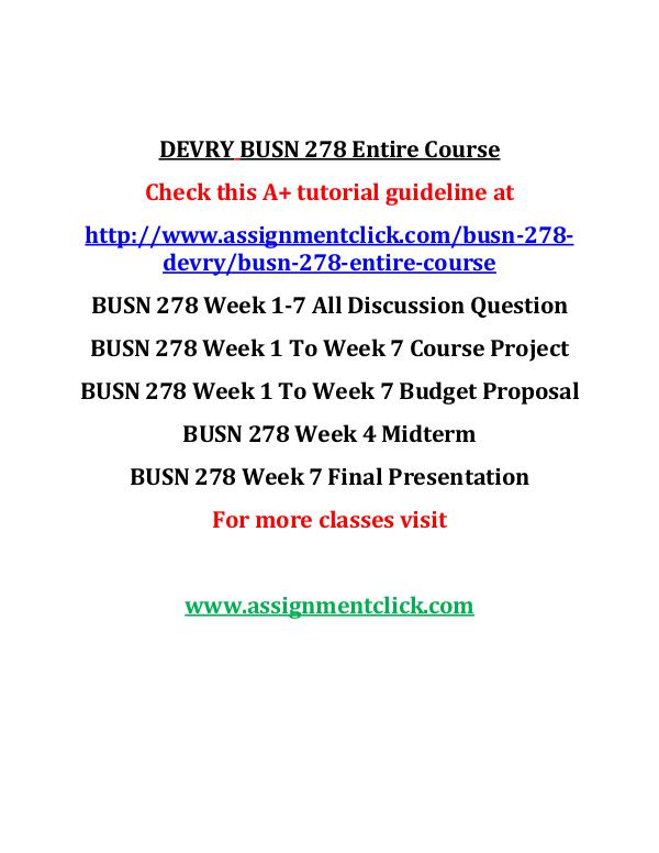 DEVRY BUSN 278 Entire Course