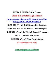 DEVRY BUSN 278 Entire Course