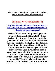 ASH EDU 671 Entire Course