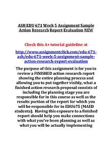 ASH EDU 671 Entire Course