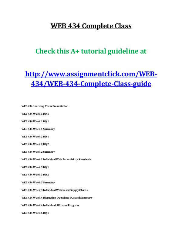 UOP WEB 434 Complete Class