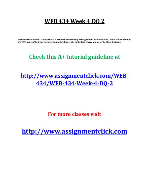 uop web 434 entire course UOP WEB 434 Week 4 DQ 2