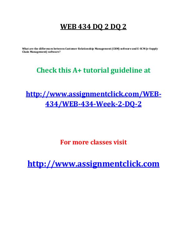 uop web 434 entire course UOP WEB 434 Week 1 DQ 2