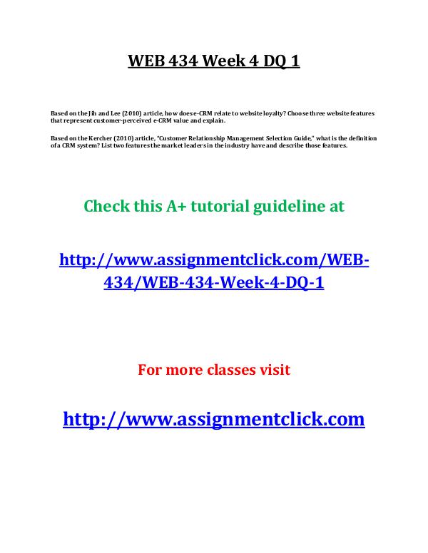 uop web 434 entire course UOP WEB 434 Week 4 DQ 1