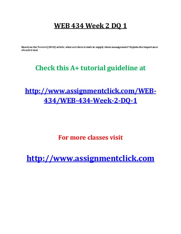 uop web 434 entire course UOP WEB 434 Week 2 DQ 1