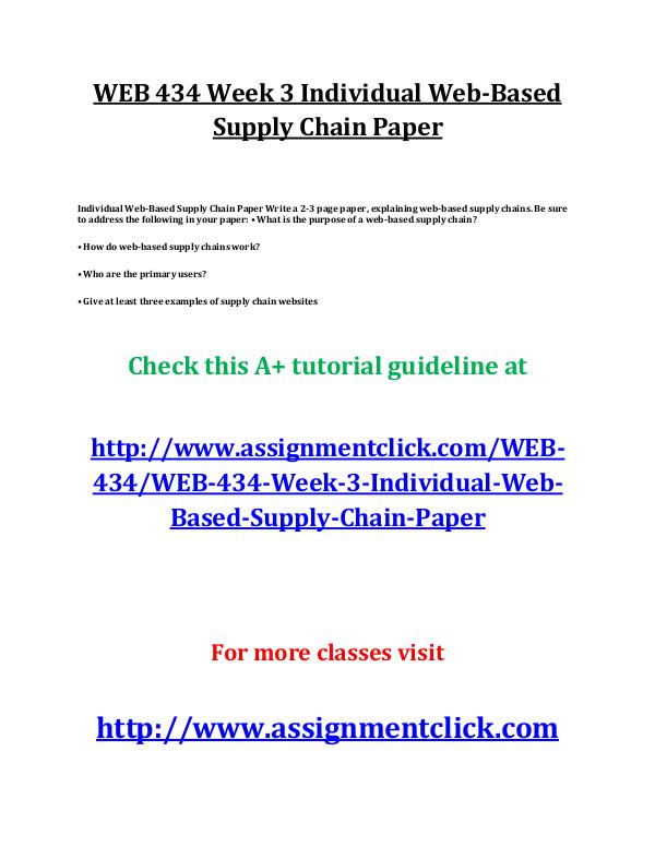 uop web 434 entire course UOP WEB 434 Week 3 Individual Web-Based Supply Cha