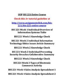 UOP BIS 221 Entire CourseUOP BIS 221 Entire Course