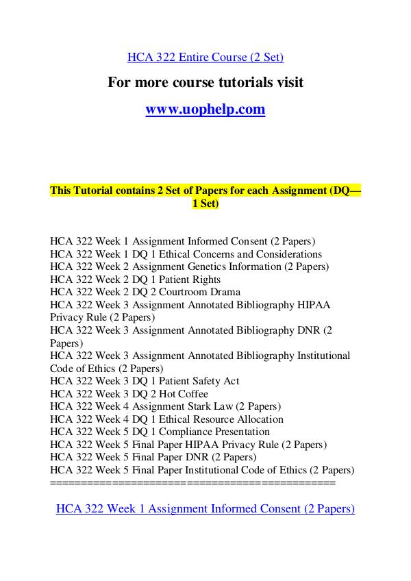 HCA 322(ASH) Expect Success/uophelp.com HCA 322(ASH) Expect Success/uophelp.com