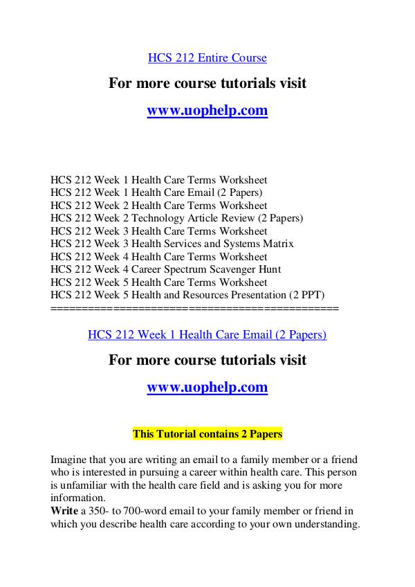 HCS 212 Expect Success/uophelp.com HCS 212 Expect Success/uophelp.com