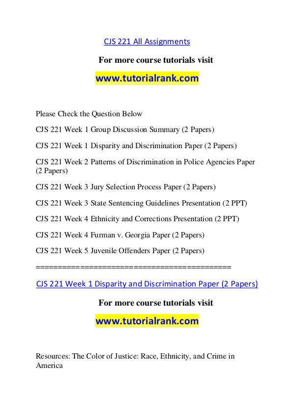 CJS 221 Course Great Wisdom / tutorialrank.com CJS 221 Course Great Wisdom / tutorialrank.com