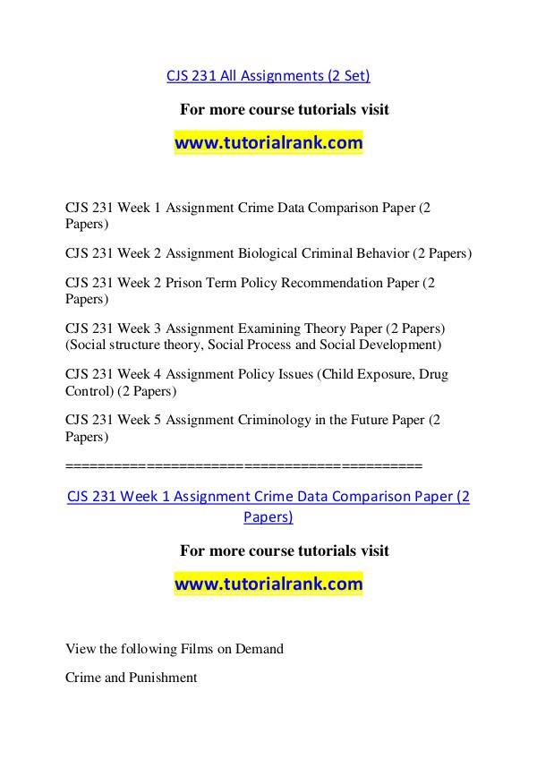 CJS 231 Course Great Wisdom / tutorialrank.com CJS 231 Course Great Wisdom / tutorialrank.com