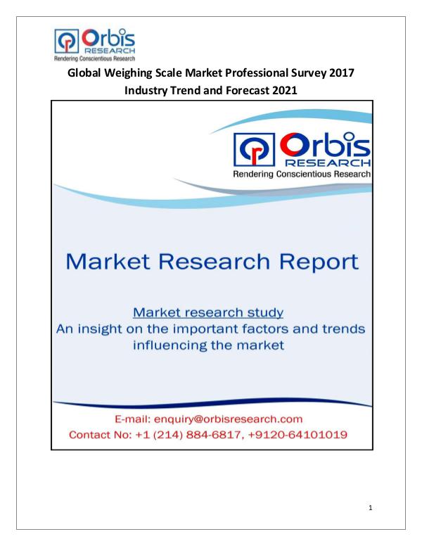 Research Report: Global Weighing Scale Market Professional Survey