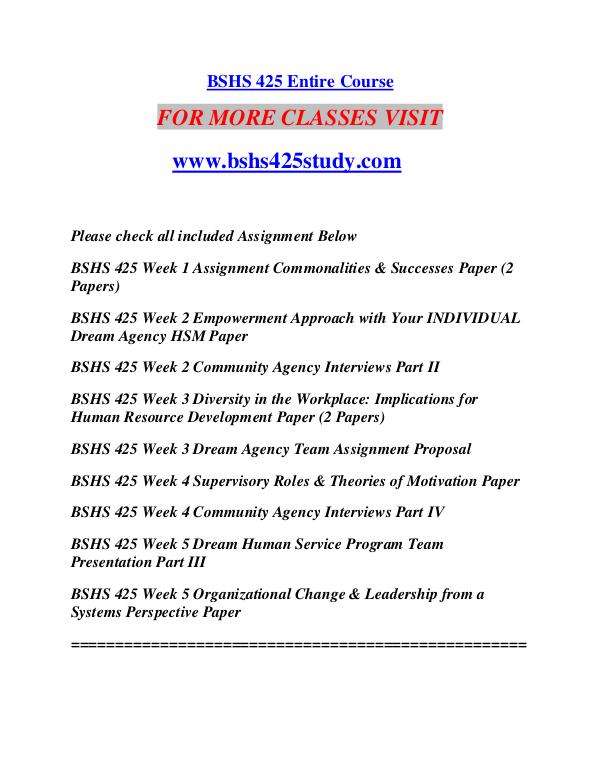 BSHS 425 STUDY Future Starts Here/bshs425study.com BSHS 425 STUDY Future Starts Here/bshs425study.com