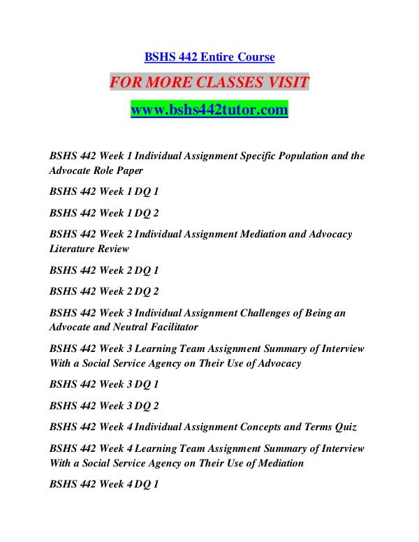 BSHS 442 TUTOR Future Starts Here/bshs442tutor.com BSHS 442 TUTOR Future Starts Here/bshs442tutor.com