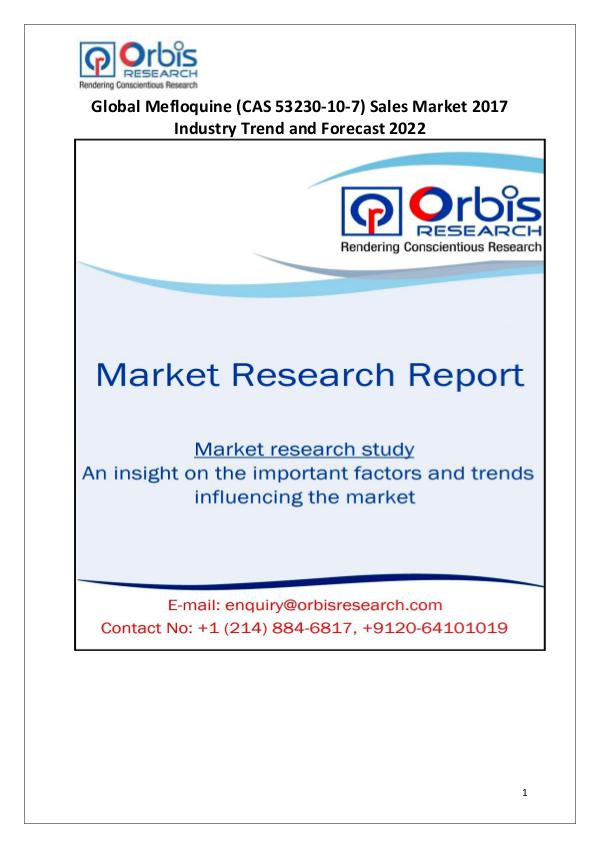 Global Mefloquine Sales Industry Overview Global Mefloquine Sales Market