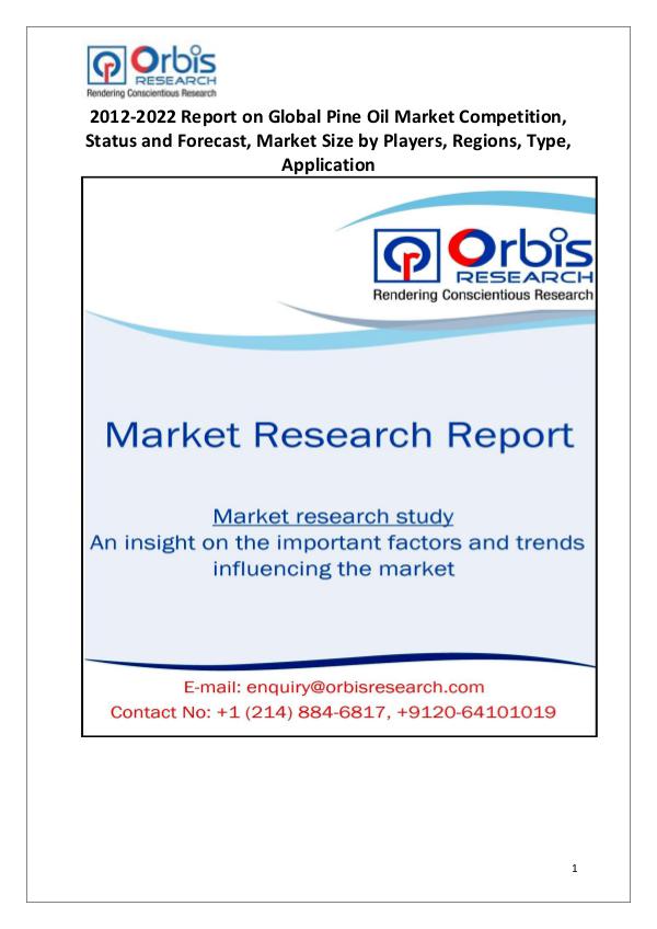 Global Pine Oil Market Overview Global Pine Oil Market Analysis