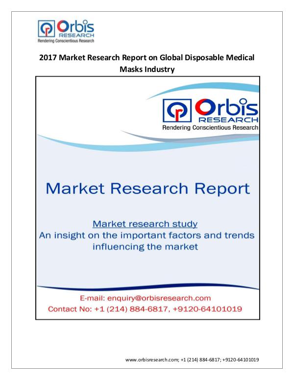 New Study: 2017 Global Disposable Medical Masks Ma