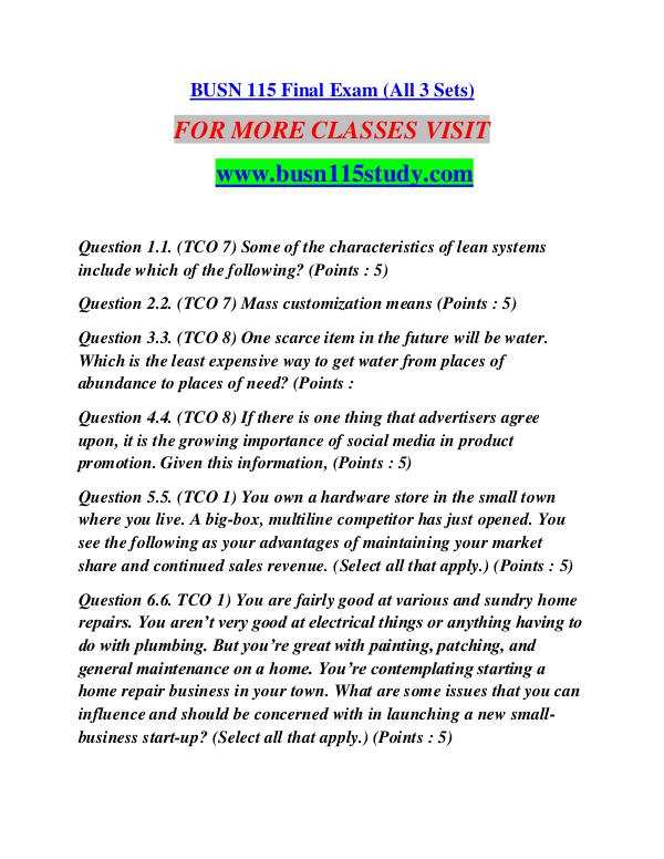BUSN 115 STUDY Future Starts Here/busn115study.com BUSN 115 STUDY Future Starts Here/busn115study.co