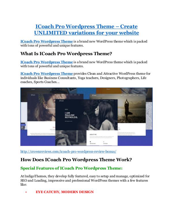 iCoach Pro Wordpress Theme Review and GIANT $12700 Bonus-80% Discount