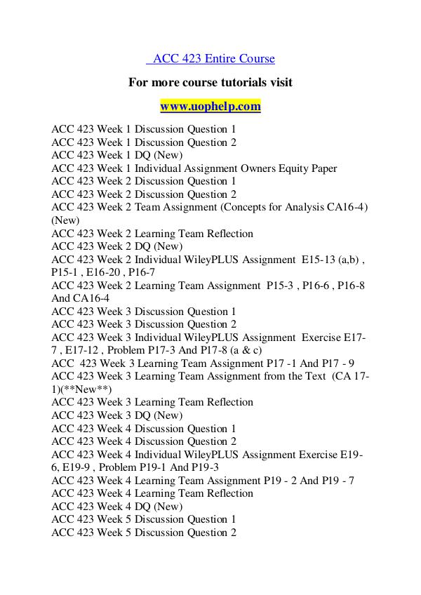 ACC 423 Education Begins/uophelp.com ACC 423 Education Begins/uophelp.com