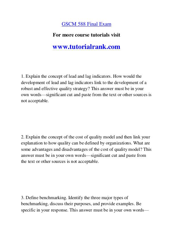 GSCM 588 Course Great Wisdom / tutorialrank.com GSCM 588 Course Great Wisdom / tutorialrank.com