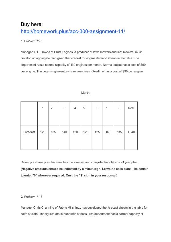 ACC 300 Assignment 11 ACC 300 Assignment 11