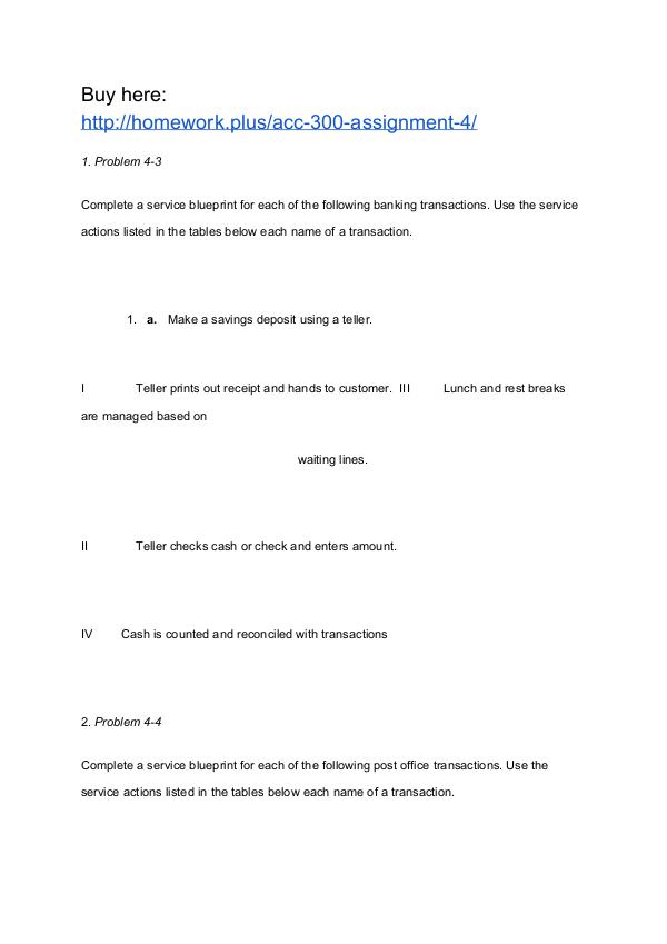 ACC 300 Assignment 4 ACC 300 Assignment 4