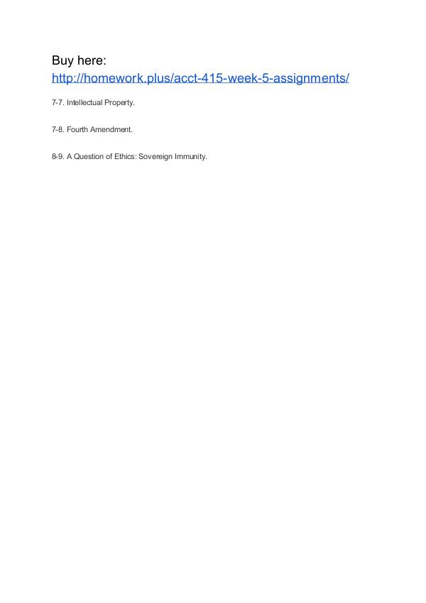 ACCT 415 Week 5 Assignments ACCT 415 Week 5 Assignments