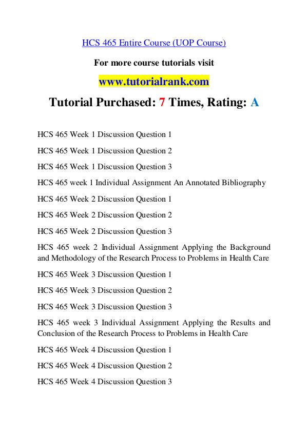 HCS 465 Course Great Wisdom / tutorialrank.com HCS 465 Course Great Wisdom / tutorialrank.com