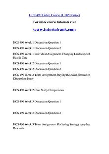 HCS 490 Course Great Wisdom / tutorialrank.com