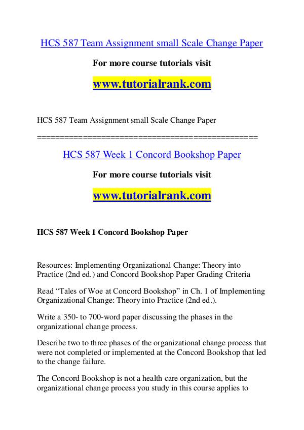 HCS 587 Course Great Wisdom / tutorialrank.com HCS 587 Course Great Wisdom / tutorialrank.com