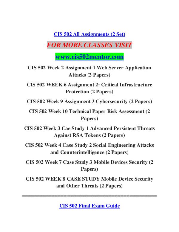 CIS 502 MENTOR Future Starts Here/cis502mentor.com CIS 502 MENTOR Future Starts Here/cis502mentor.com