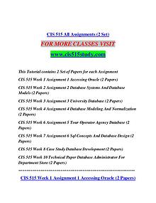 CIS 515 STUDY  Future Starts Here/cis515study.com